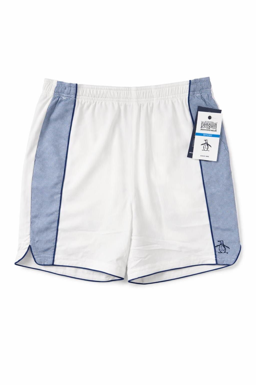 Penguin Men's White/Navy Tennis Shorts - Medium - Skorzie