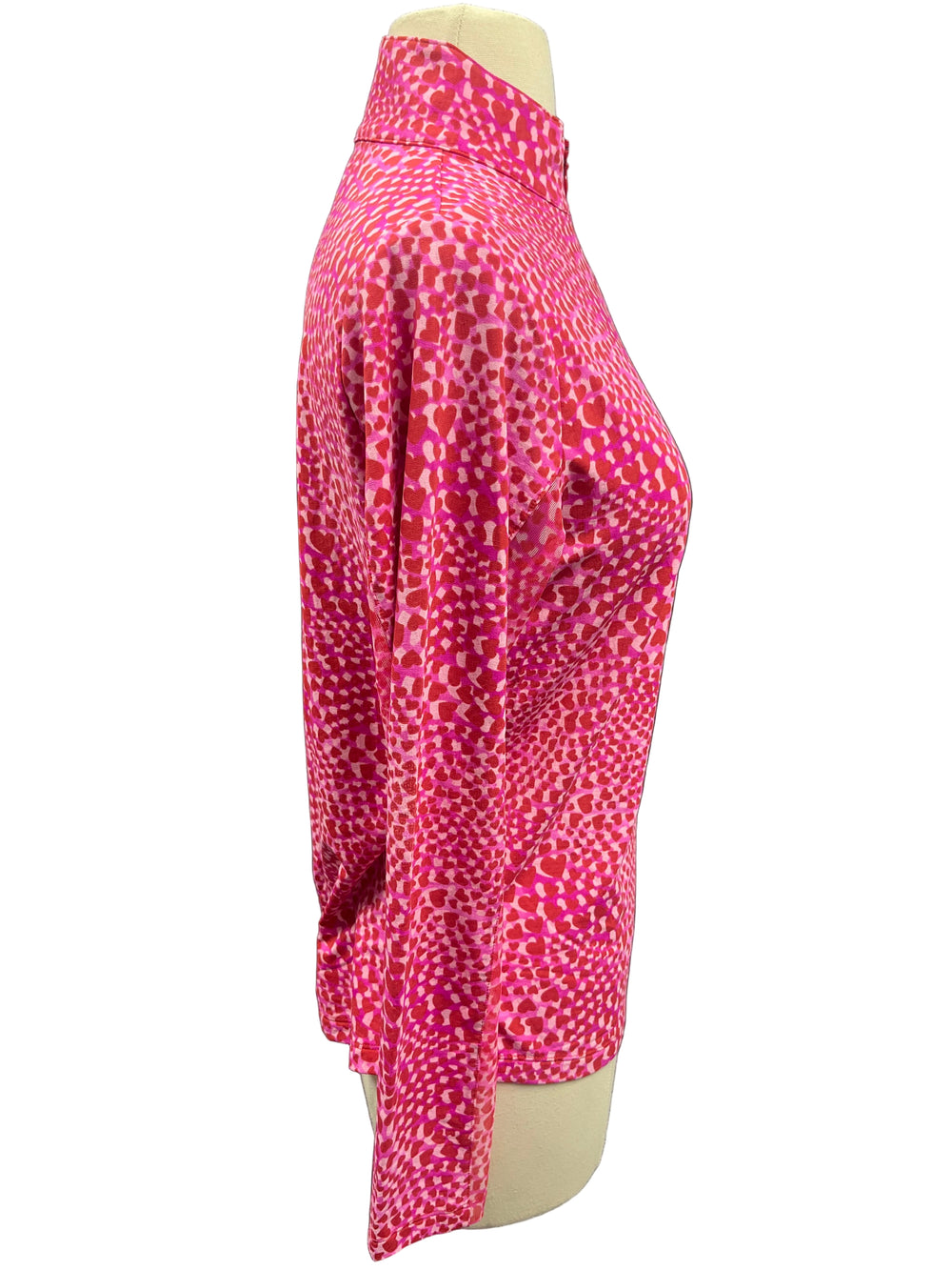 IBKUL Long Sleeve Mock Neck Top - Red Hearts - Small - Skorzie