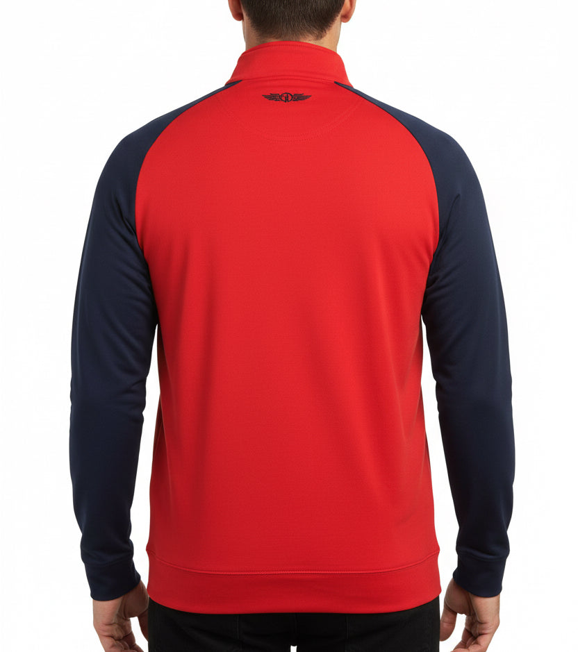 Straight Down Men's Golf Quarter Zip Falcon Flag Red Size L