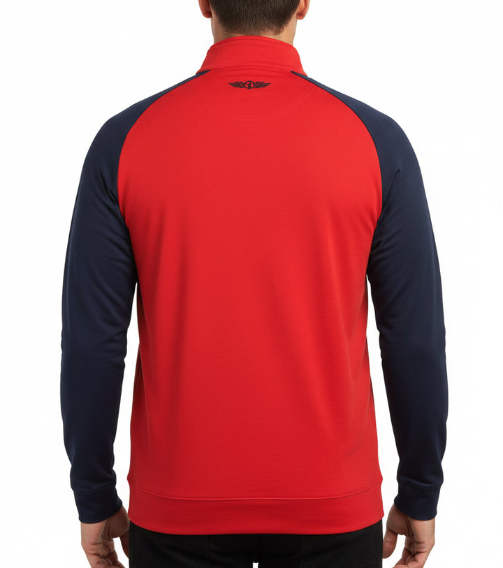 Straight Down Men's Golf Quarter Zip Falcon Flag Red Size L