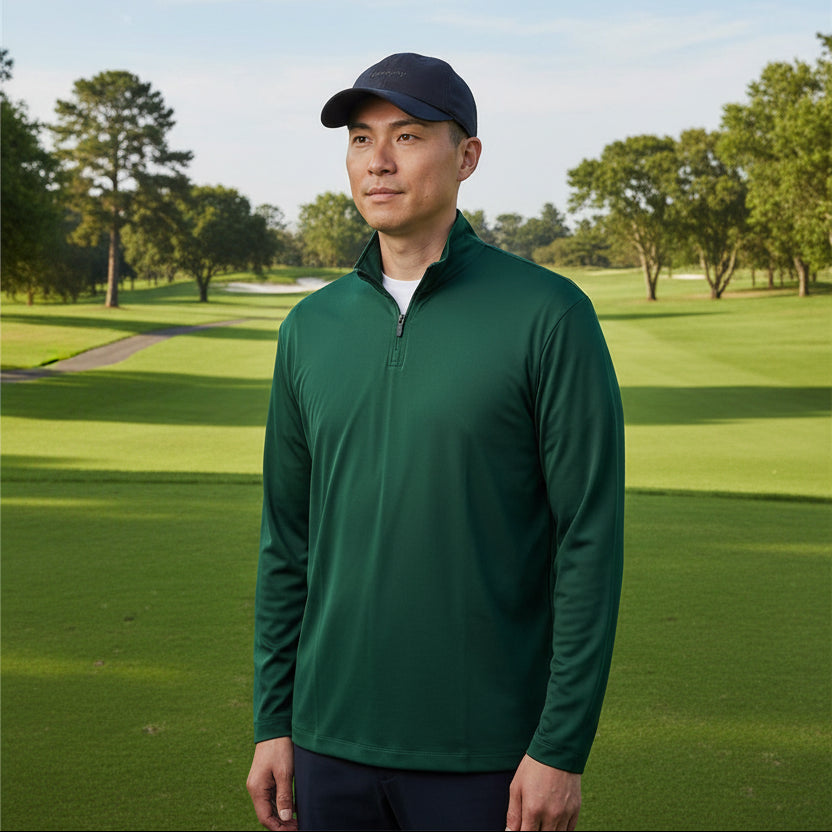 Holderness & Bourne Mens Long Sleeve The Bell Pullover (w/logo) - Forest Green