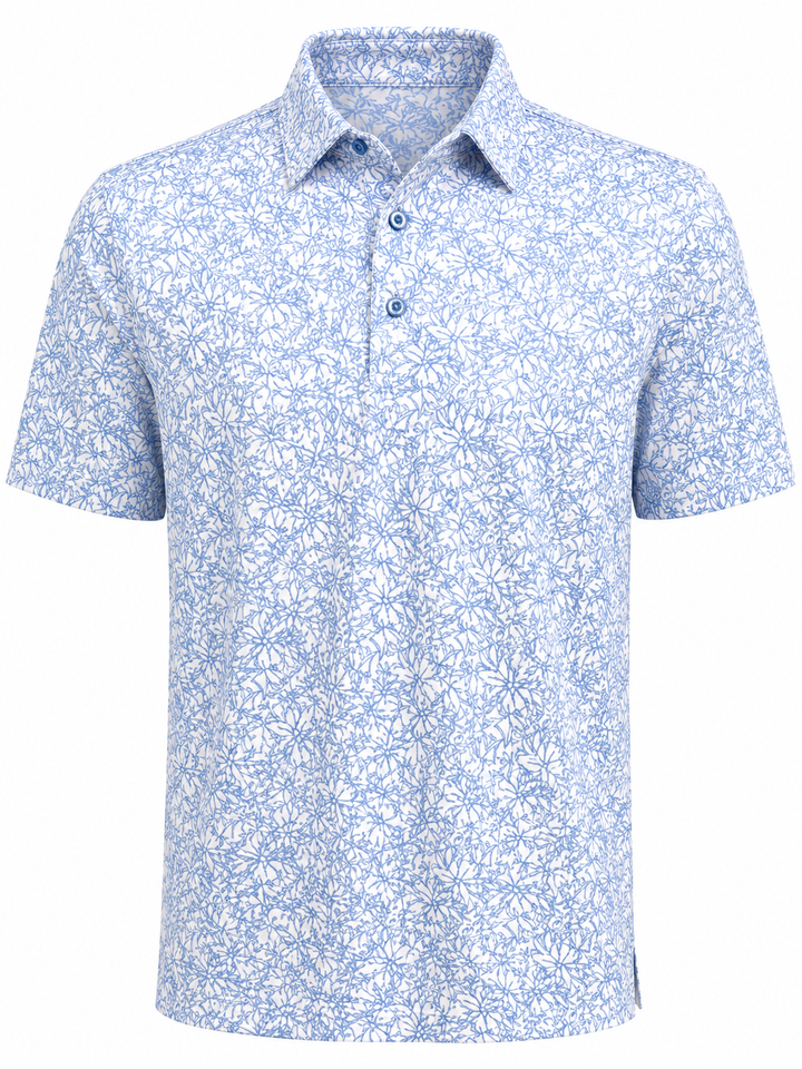 Bobby Jones Performance Azalea Print Jersey Polo - Classic Blue - Large