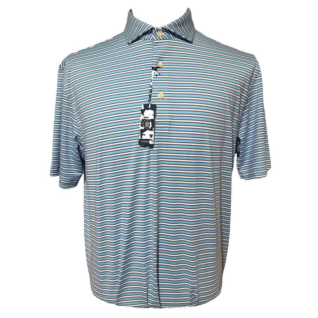 Turtleson Darcy Stripe Performance Polo (w/logo) - Blue/Violet - Skorzie