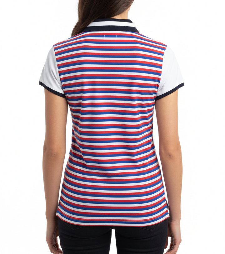 Lohla Sport Women's Golf Top Chloe Cap Sleeve Red/White/Blue Size M/L