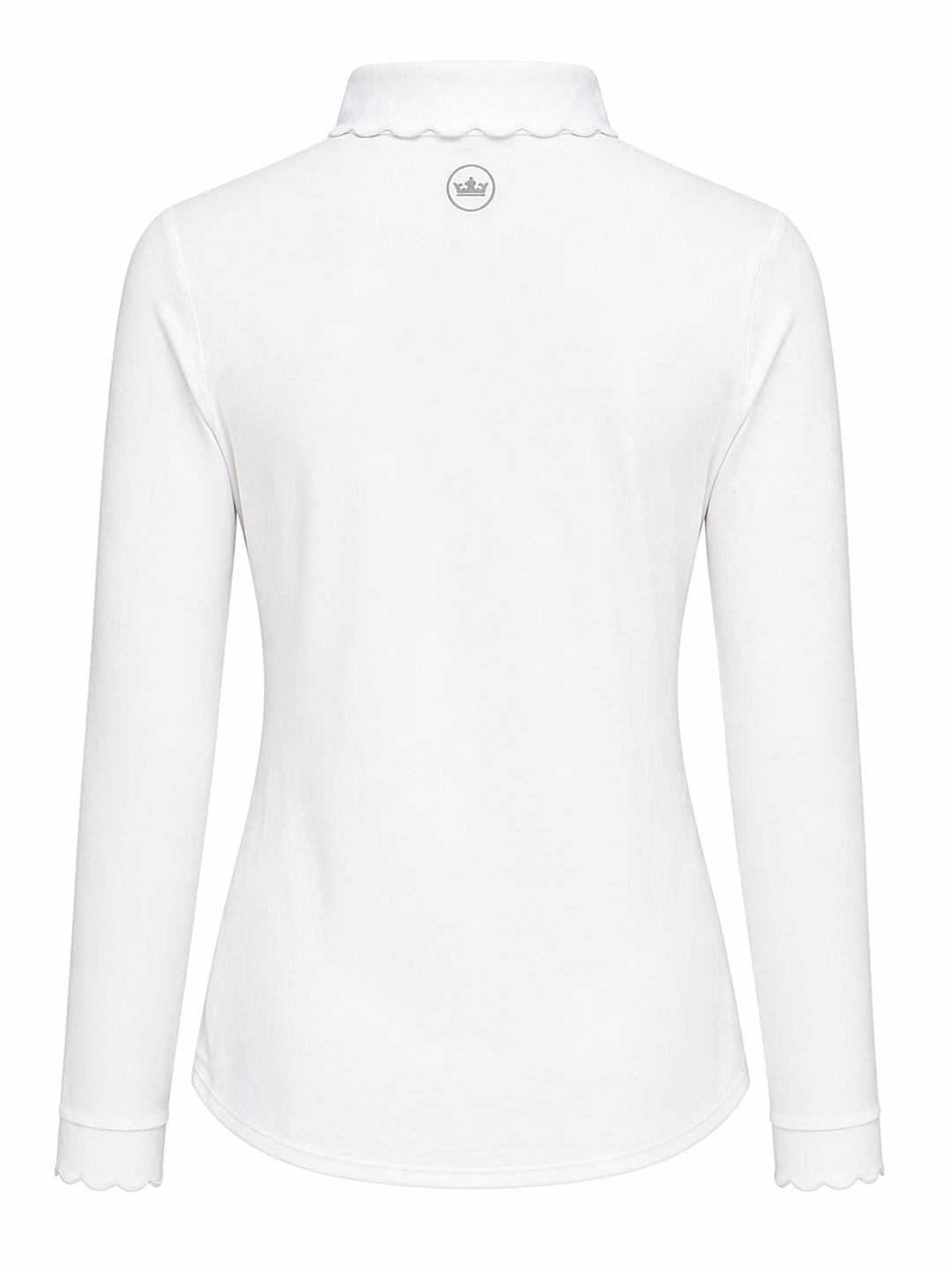 Peter Millar Long Sleeve Scallop Trim Golf Polo - White - Large - Skorzie