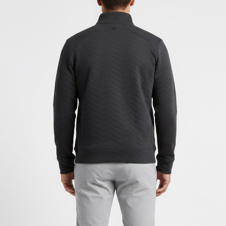 G/FORE Men's Golf Pullover Dunes Cotton Quilted Onyx Size M