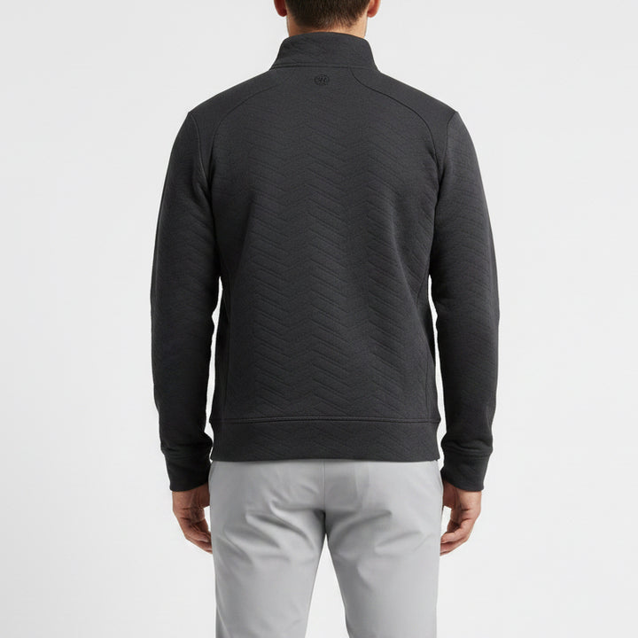 G/FORE Men's Golf Pullover Dunes Cotton Quilted Onyx Size M