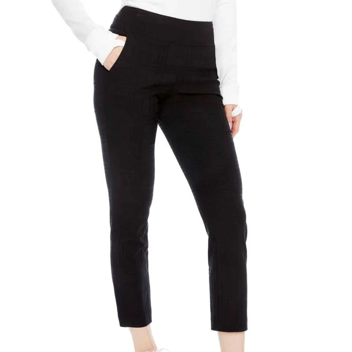 Swing Control Womens Jacquard Plaid Ankle Pant - Black