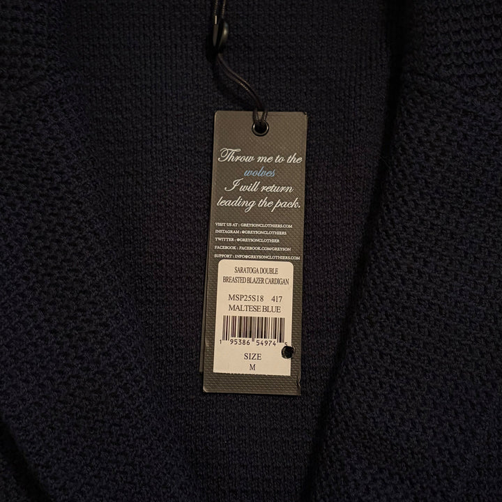 Greyson Men's Cardigan Saratoga Double Breasted Blazer Maltese Blue Size M