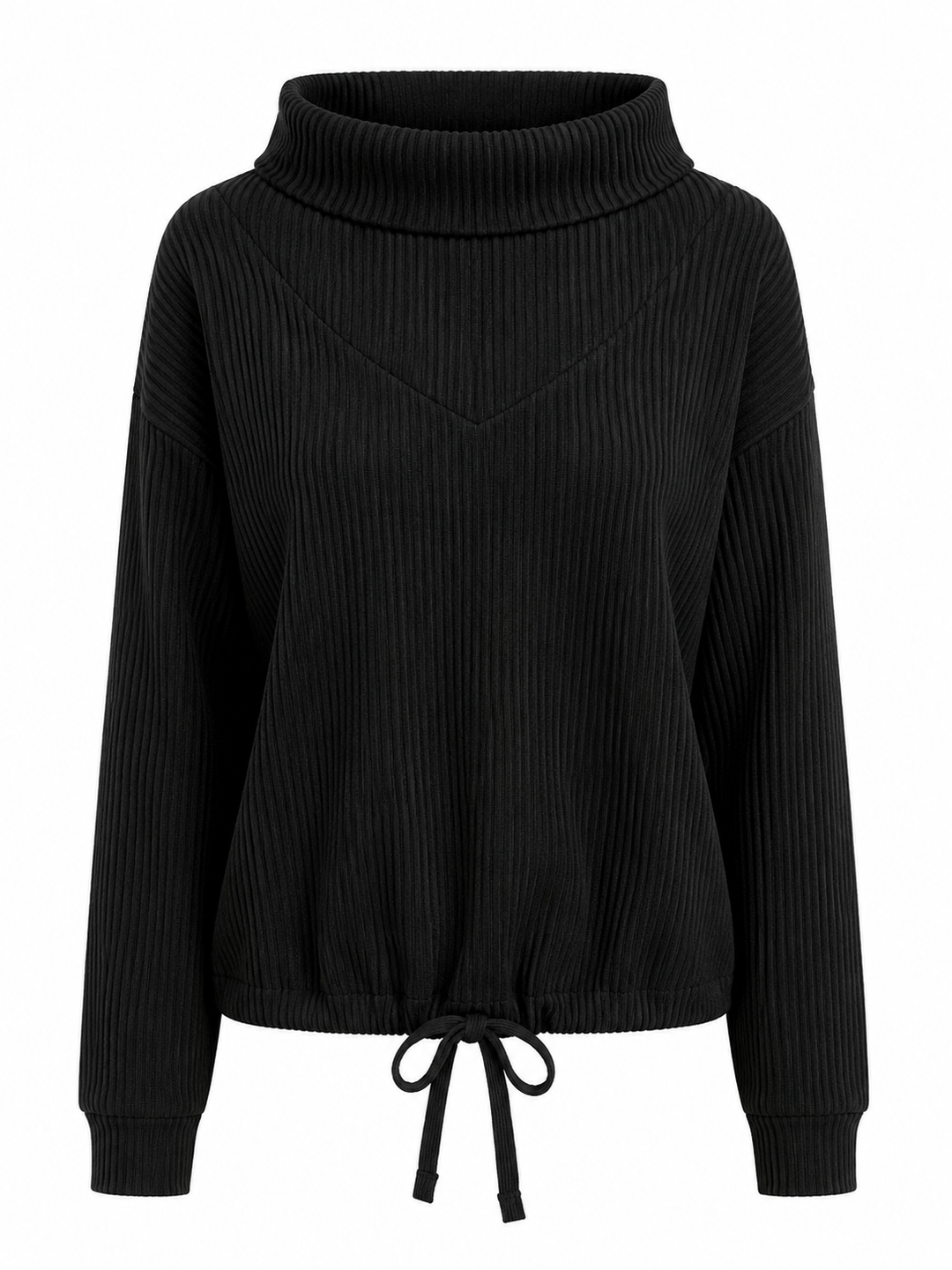 G-Lifestyle Women's Ribbed Cowl Neck Top - Black - XS