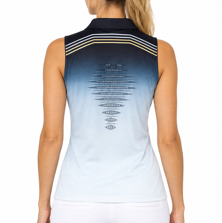 Jamie Sadock Women's Golf Sleeveless Polo Blue Ombre Size M