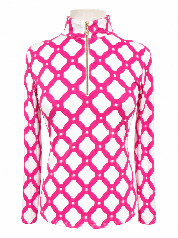 G-Lifestyle Long Sleeve Quarter Zip Top - Circle Geo - Small