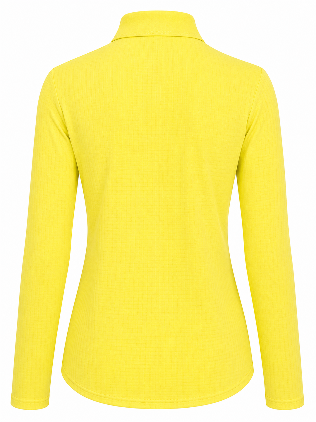 SanSoleil SolCool Print Long Sleeve Zip Polo - Lemon Zest - Small