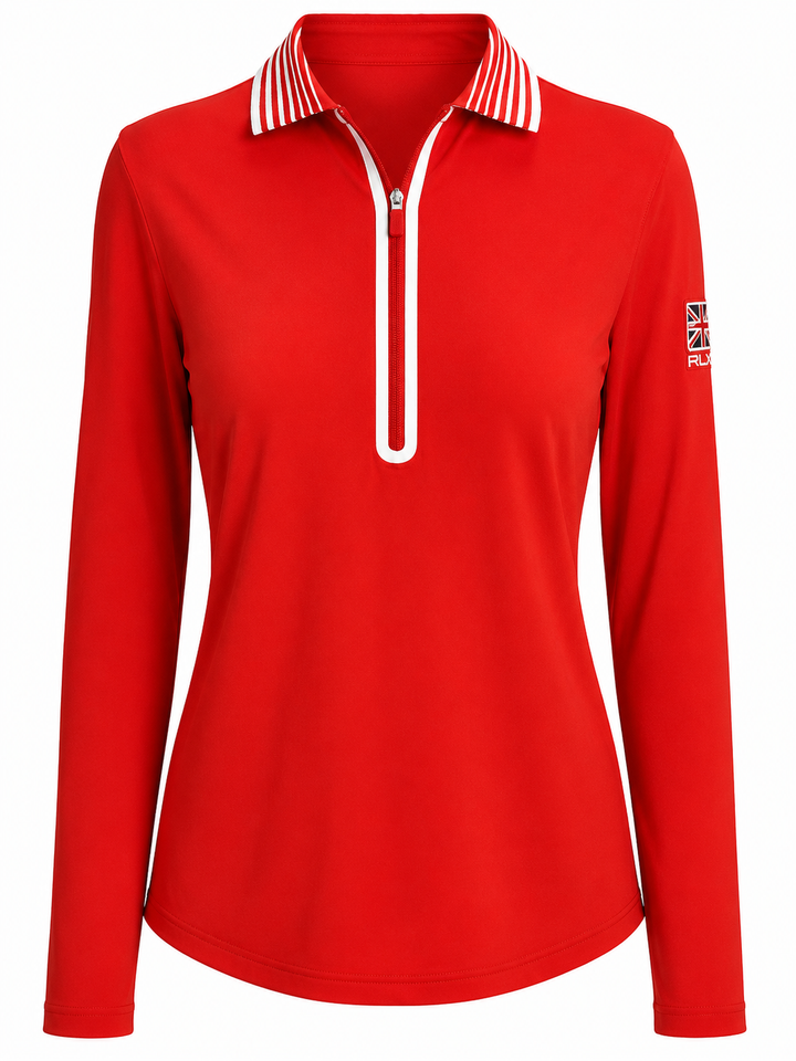 G/FORE Ladies Tech Pullover (w/ logo) - Poppy Red - Large