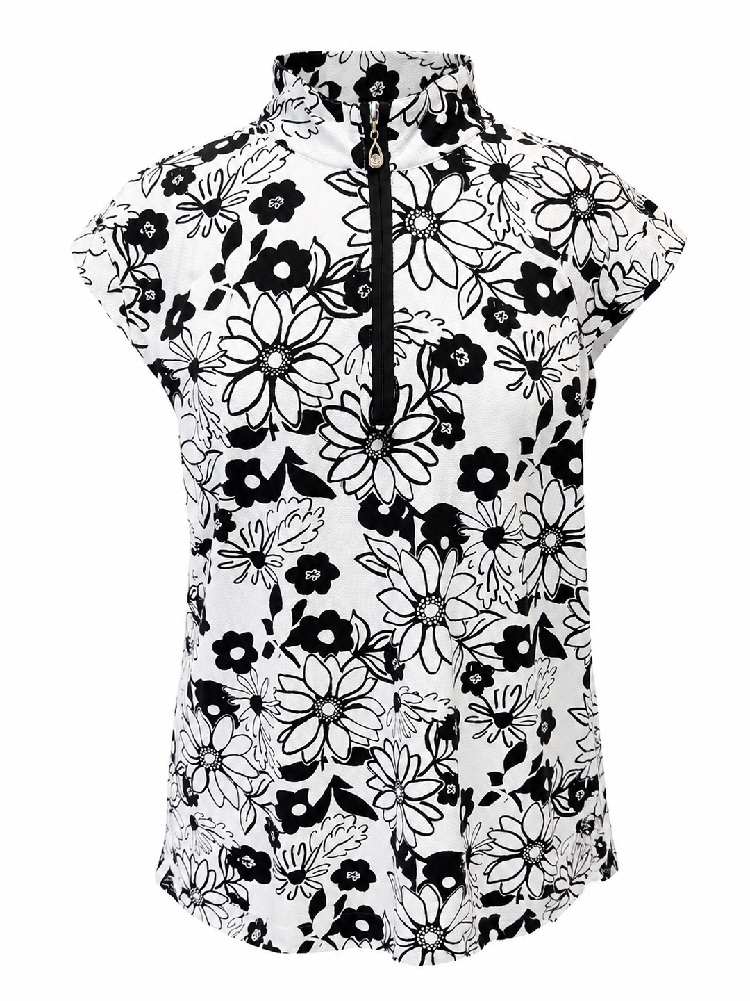 SanSoleil Daisy SolCool Sleeveless Mock  - Black/White