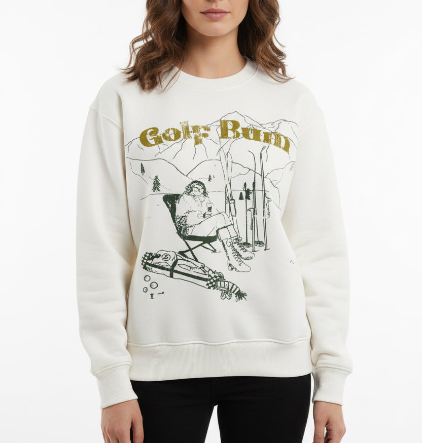 Fore All Women's Golf Sweatshirt "Golf Bum" White Size XS