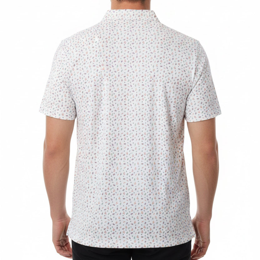 Straight Down Men's Golf Polo Pimento Cheese White Size L
