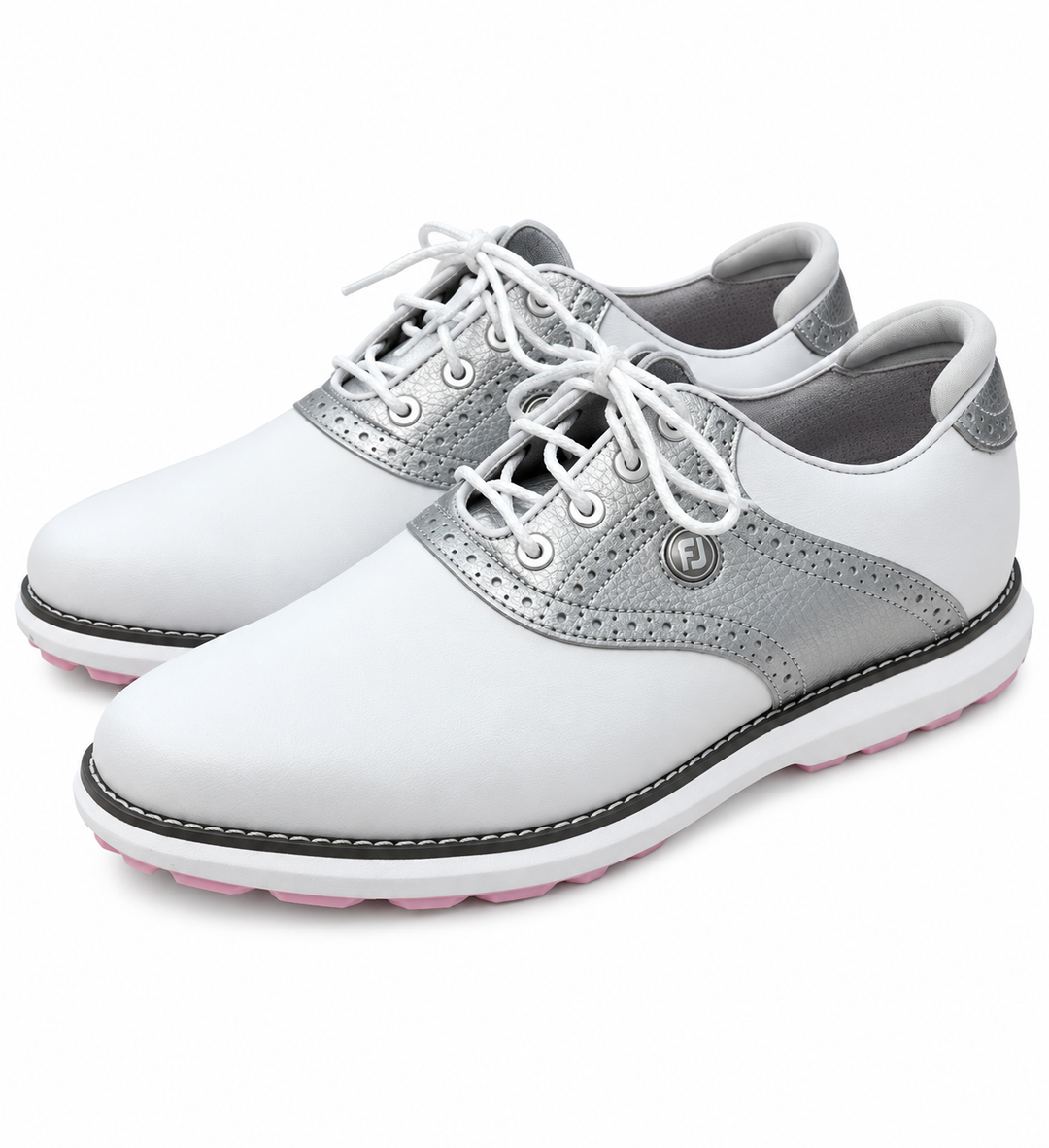 FootJoy Traditions Women's Golf Shoes 97897 - Size 10 - White/Silver