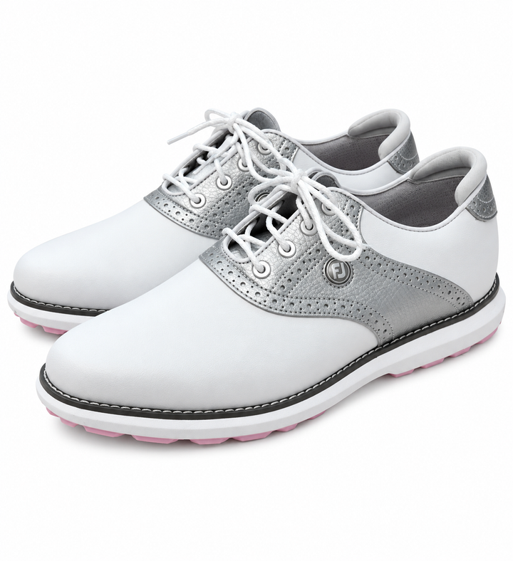 FootJoy Traditions Women's Golf Shoes 97897 - Size 10 - White/Silver