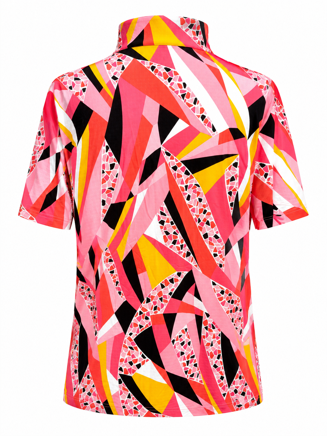 IBKUL Brianna Short Sleeve Zip Mock - Watermelon/Multi