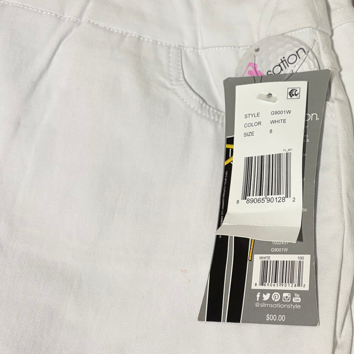 Slimsation Women's Golf Pull-On Solid Skort 19" White Size 8