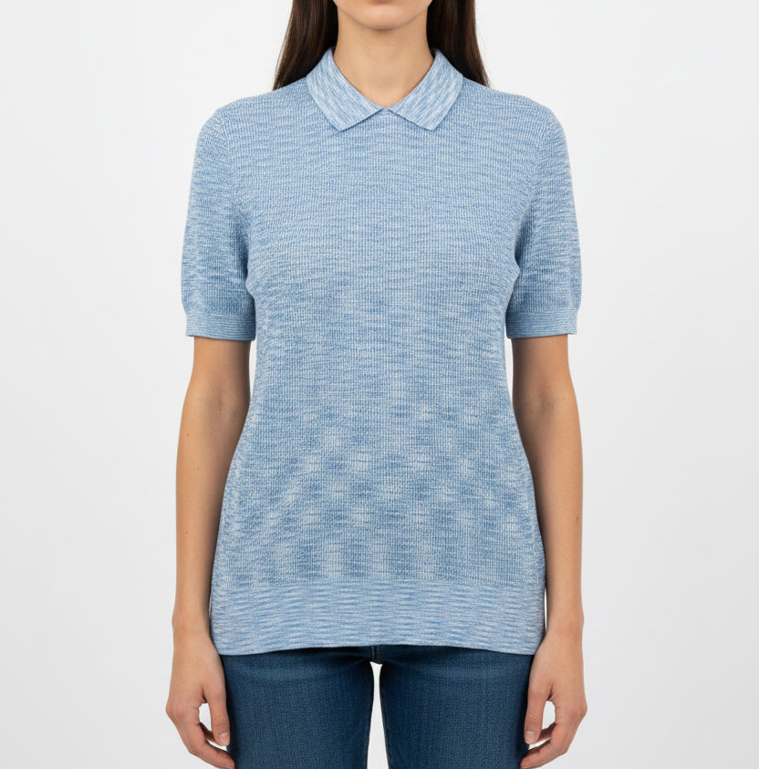 Foray Golf Women's S/S Polo Knit Marl Melange Blue