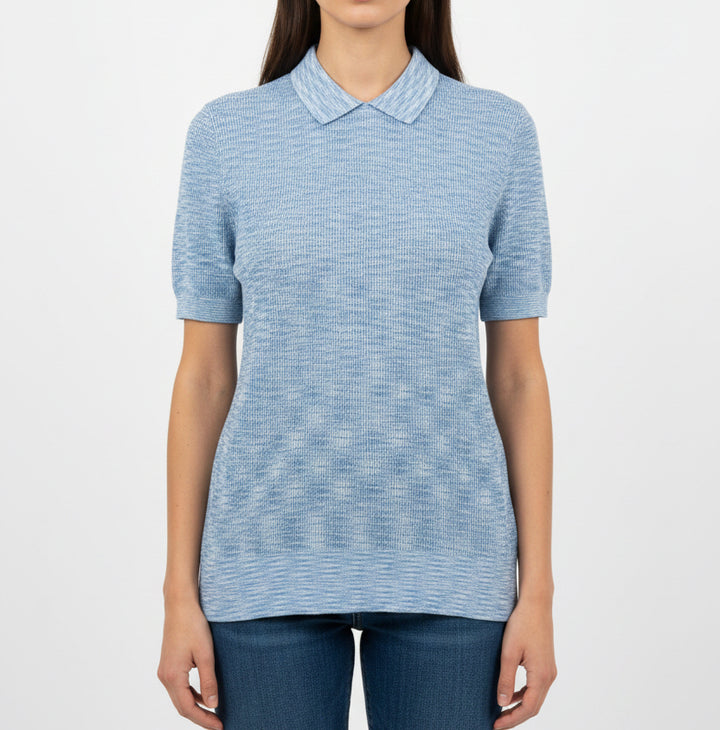 Foray Golf Women's S/S Polo Knit Marl Melange Blue