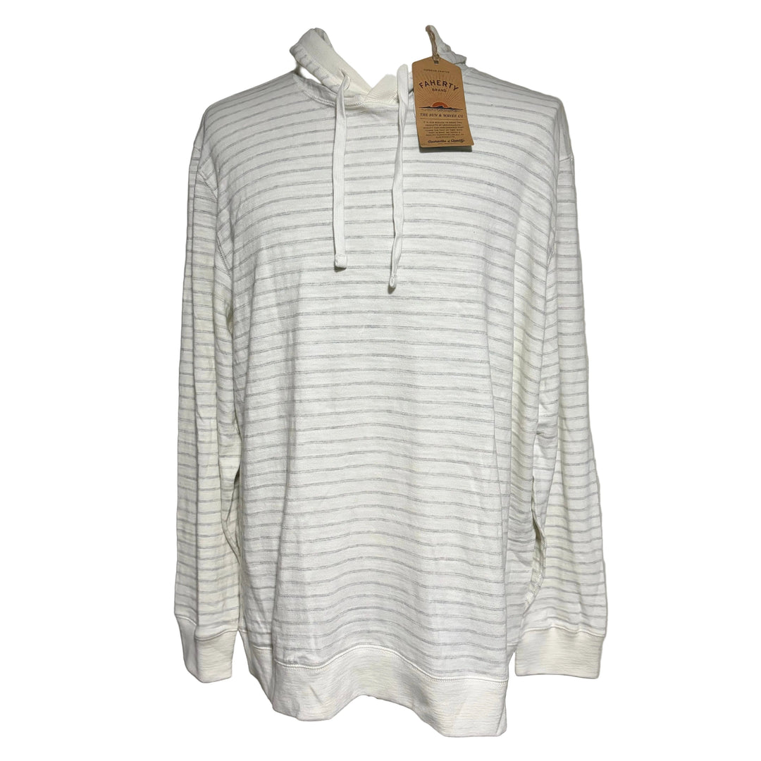 Faherty Sunwashed Slub Hoodie - Ivory Rock Stripe - XX-Large - Skorzie
