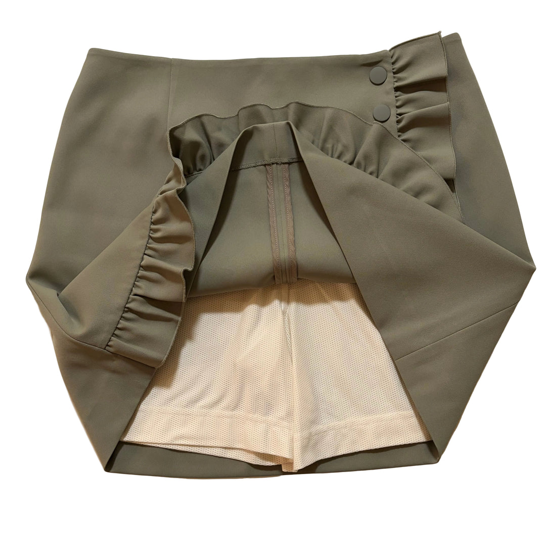 Tory Burch Tech Twill Ruffle Skort (16.5") - Olive - 6 - Skorzie