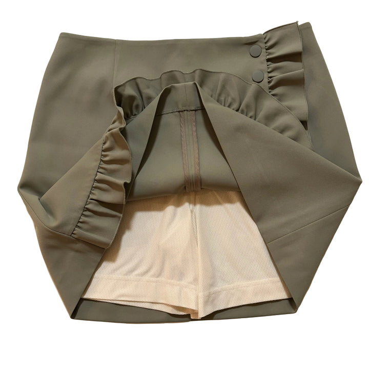 Tory Burch Tech Twill Ruffle Skort (16.5") - Olive - 6 - Skorzie