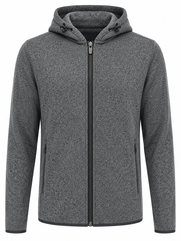 Bobby Jones Full Zip Performance Fleece Hoodie Jacket - Black Heather - Medium