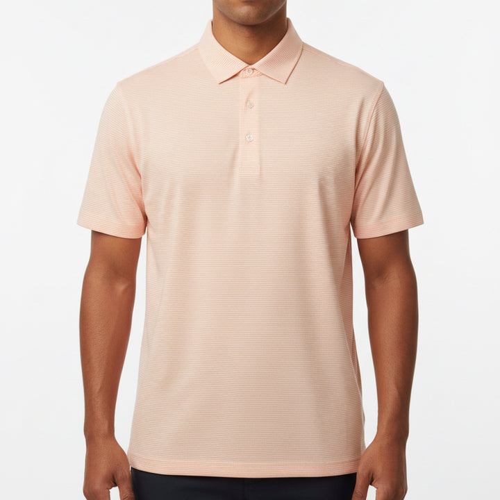 Straight Down Men's Golf Polo Peninsula Stripe Cantaloupe Size L
