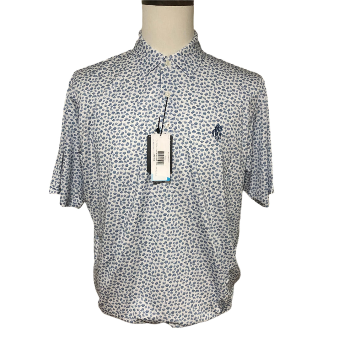 Dunning Golf Polo (w/ logo) - White/Blue Palm - Skorzie