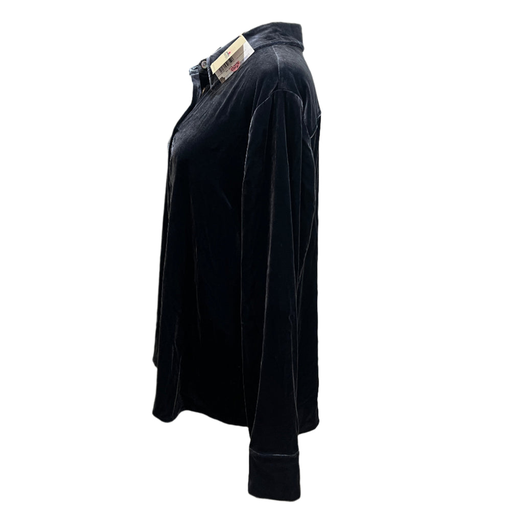 Faherty Stretch Silk Velvet Genevieve Shirt - Navy - Skorzie