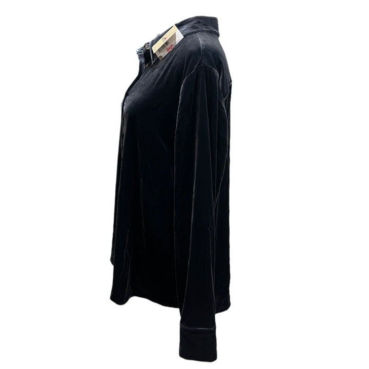 Faherty Stretch Silk Velvet Genevieve Shirt - Navy - Skorzie