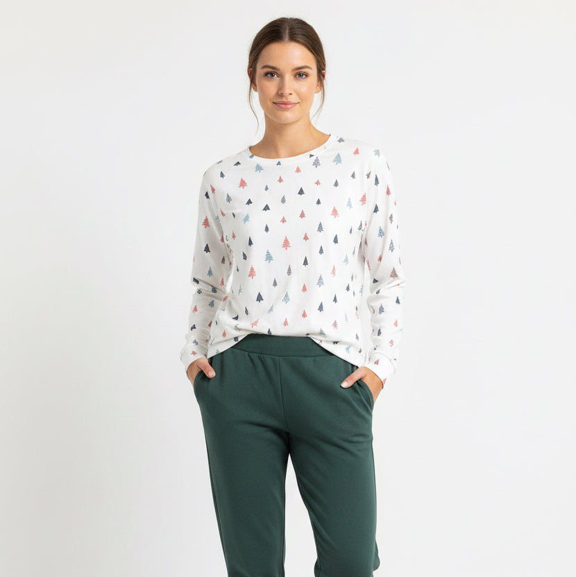 Z Supply Alpine Tree L/S Top - White - Large - Skorzie
