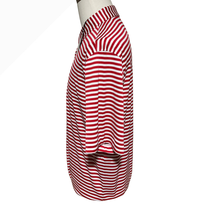 Greg Norman Recycled Microlux Stripe Polo - British Red/White - Large - Skorzie