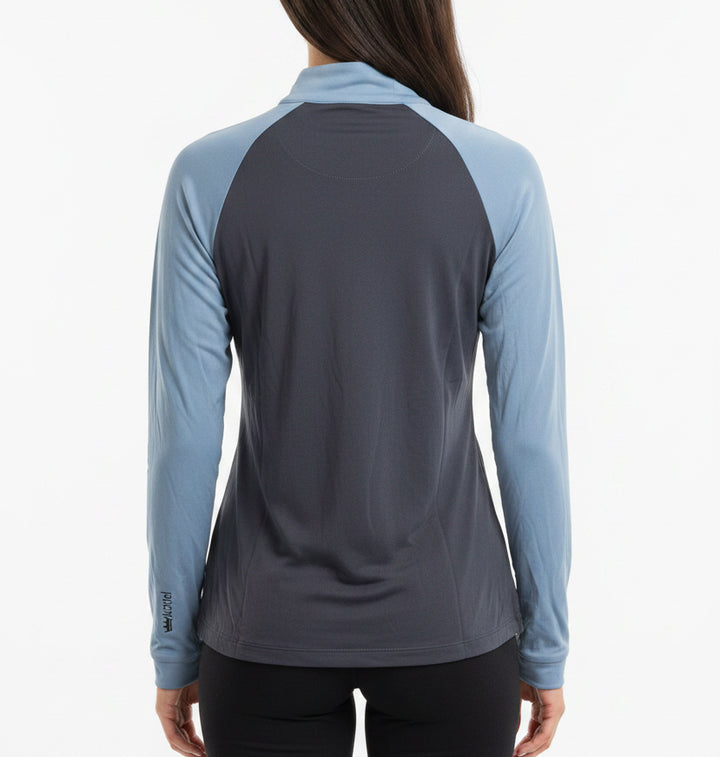 Kastel Women's L/S Polo 1/4 Zip Navy/Pacific/Hot Pink Size XS