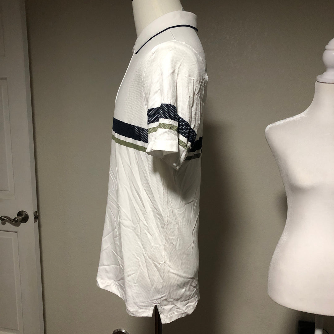 Wilson Players Seamless Polo - White/Navy/Green Stripe - Small (POS ONLY) - Skorzie