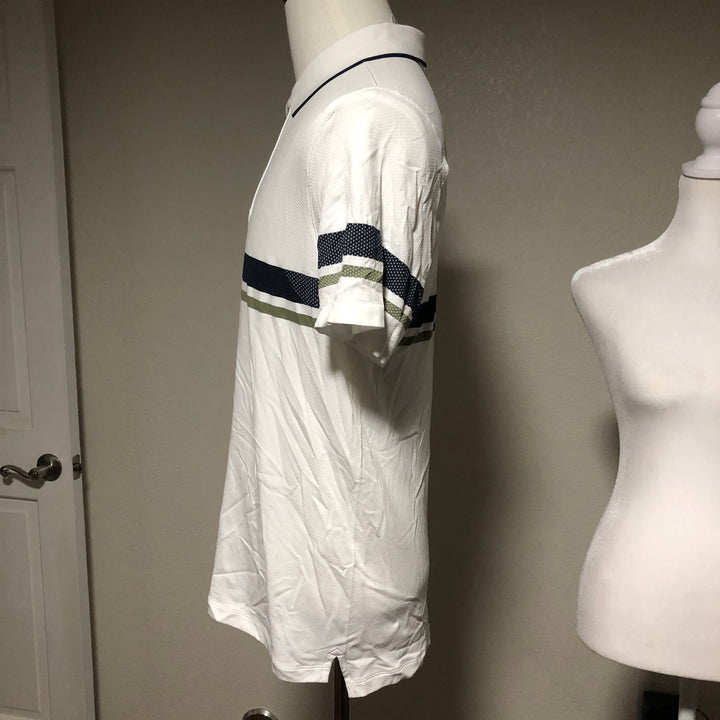 Wilson Players Seamless Polo - White/Navy/Green Stripe - Small (POS ONLY) - Skorzie