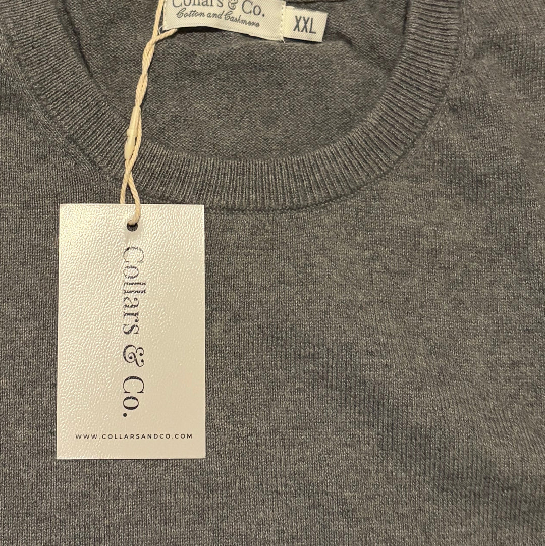 Collars & Co Men's Golf Sweater Luxury Touch Crew Neck Grey Size XXL