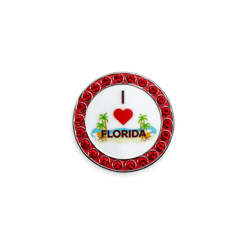 Best Of Golf America Crystal Rim Ball Marker - I Love Florida - Skorzie