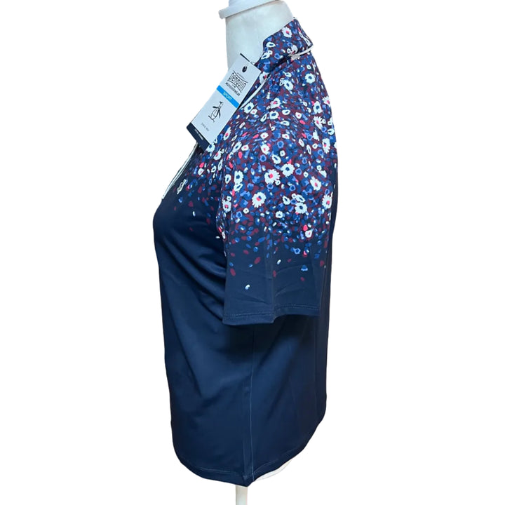 Penguin SS Zen Floral Polo - Black Iris - Small - Skorzie