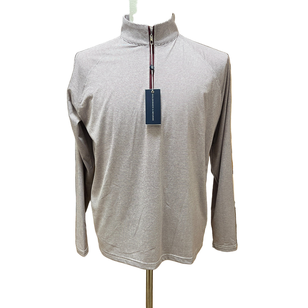 Holderness & Bourne The Reid Quarter Zip (w/logo) - Heathered Port/White - Small - Skorzie