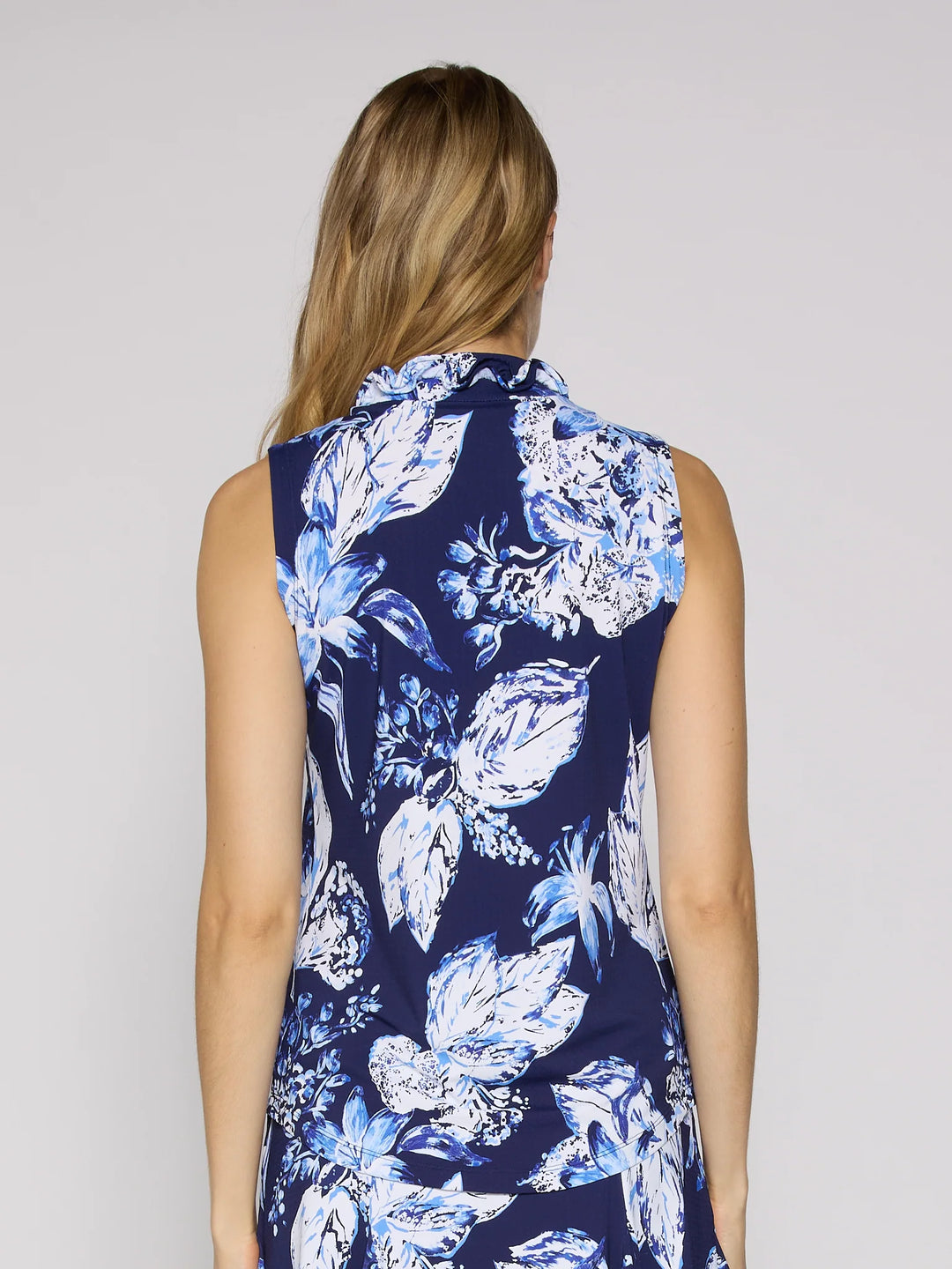 G-Lifestyle Sleeveless Ruffle Top - Blue Lily - Skorzie