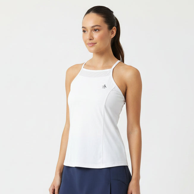 Original Penguin Women's Tennis Tank Mesh Panel White Size S