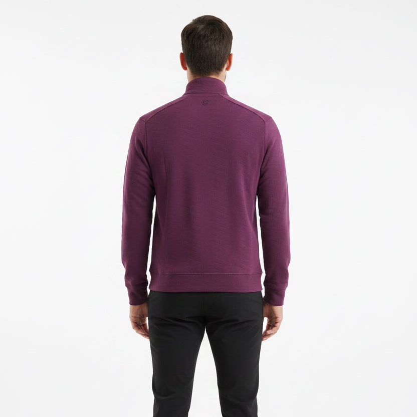 G/FORE Men's Golf Pullover Dunes Cotton Quilted Dark Plum Size M