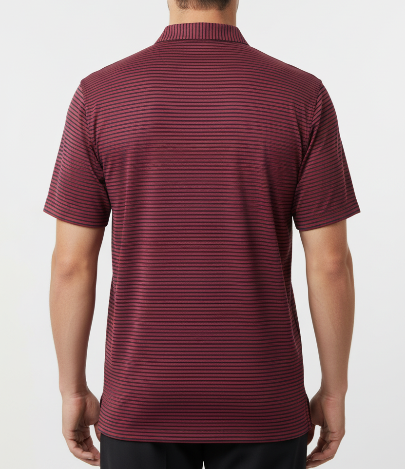 Straight Down Men's Golf Polo Del Mar Stripe New Indigo/Flag Red Size L