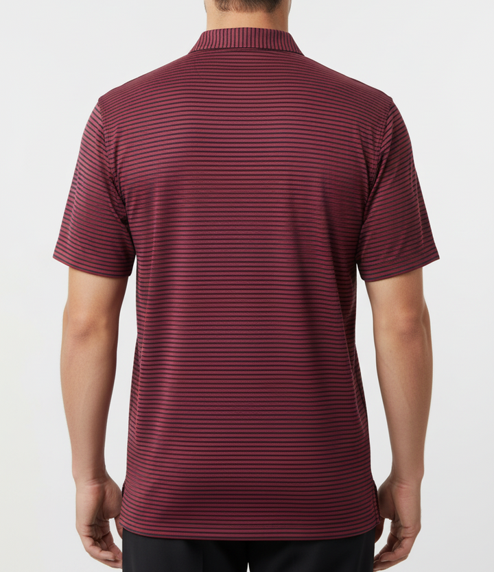 Straight Down Men's Golf Polo Del Mar Stripe New Indigo/Flag Red Size L
