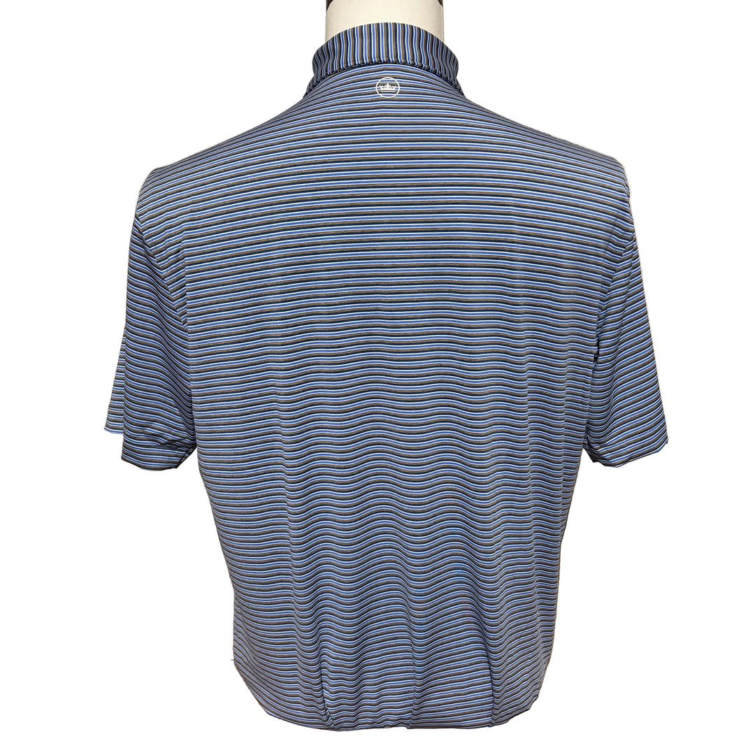Peter Millar Lenway Performance Jersey Polo (w/logo) - Blue/Brown - Medium - Skorzie